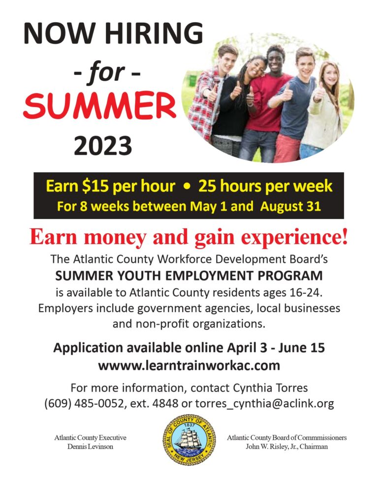 Atlantic County offers summer youth employment opportunties DOWNBEACH